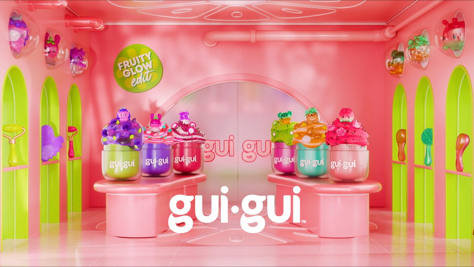 Gui Gui slime jars on the glow-up counter